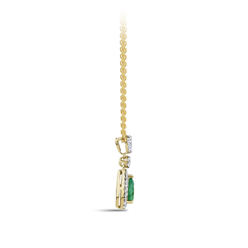 Halo Emerald and Diamond Pendant