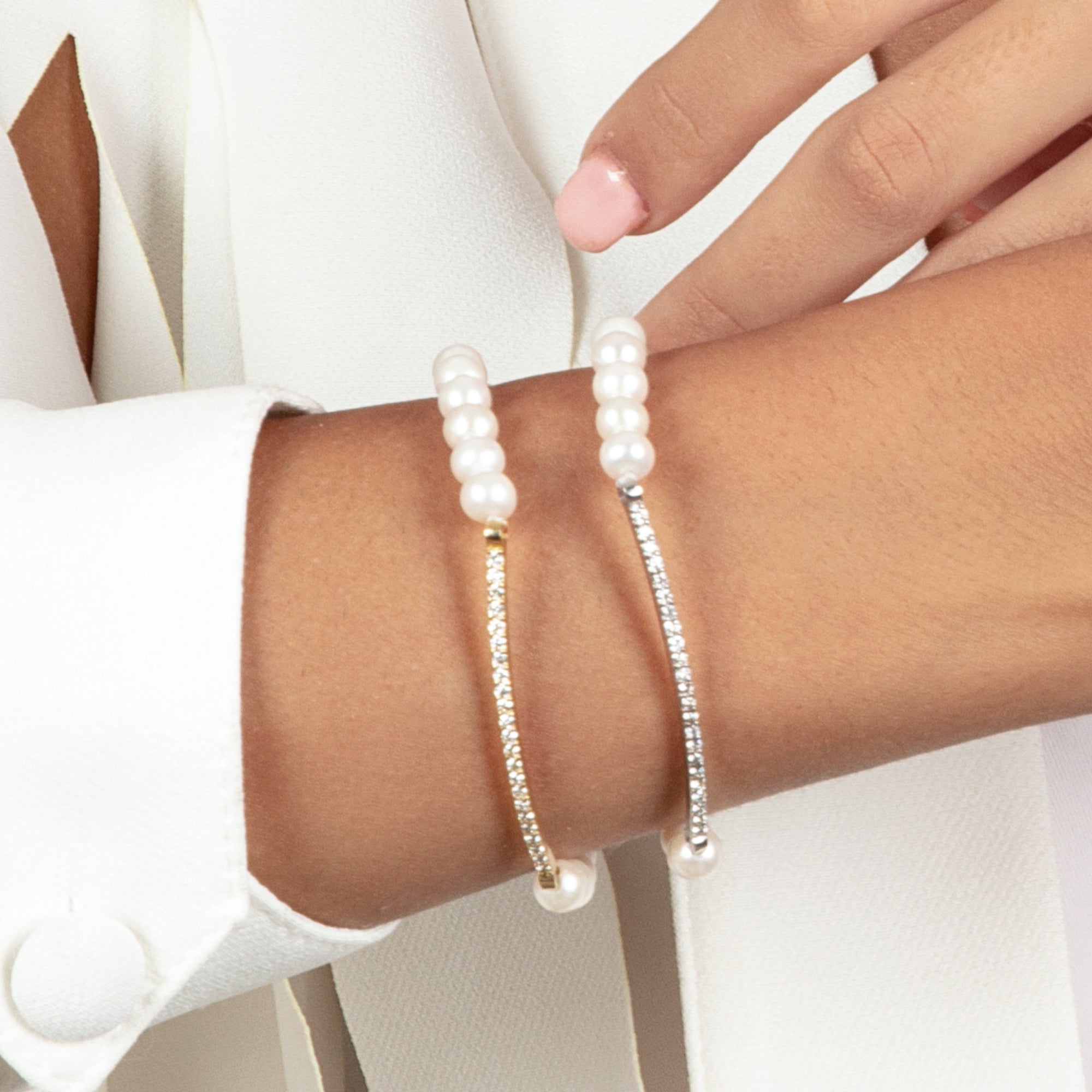 Diamond Pearl Flexible Bracelet