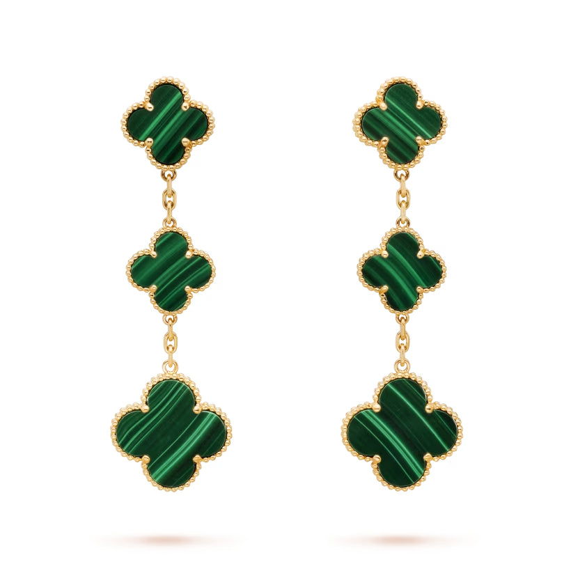 Malachite Three Motif Earrings