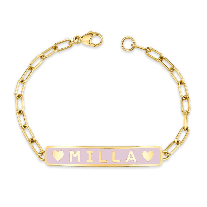 Kids Gold Enamel Heart ID Bracelet