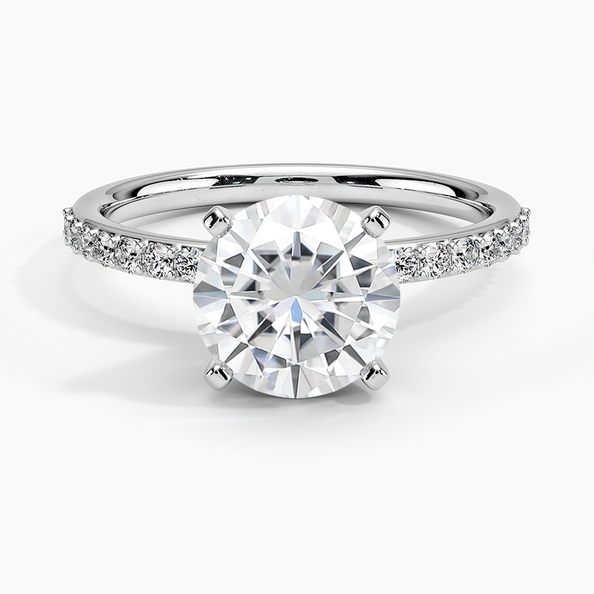 2ct Moissanite Petite Shared Prong Diamond Ring