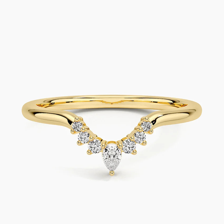 Crescent-shaped Diamond RIng