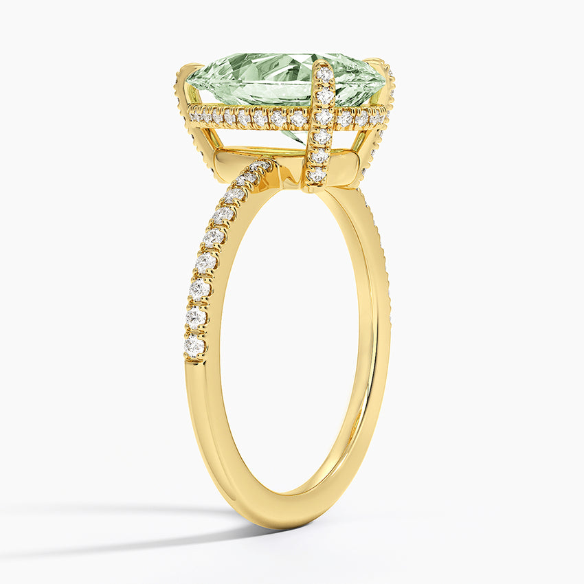 Pear Prasiolite and Diamond Cocktail Ring