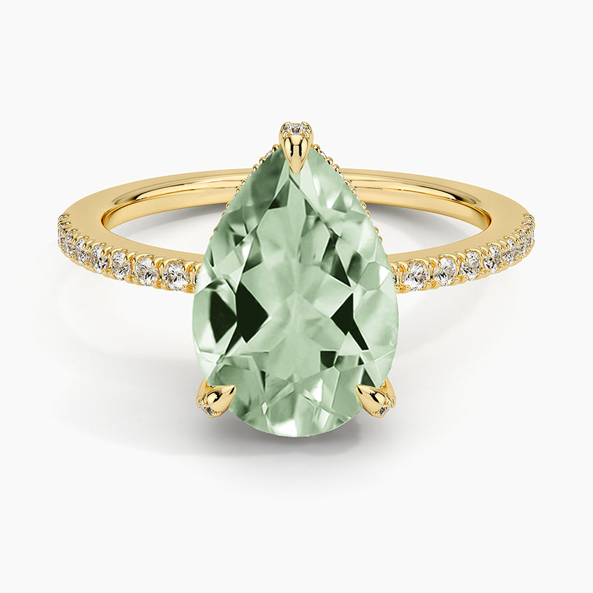 Pear Prasiolite and Diamond Cocktail Ring