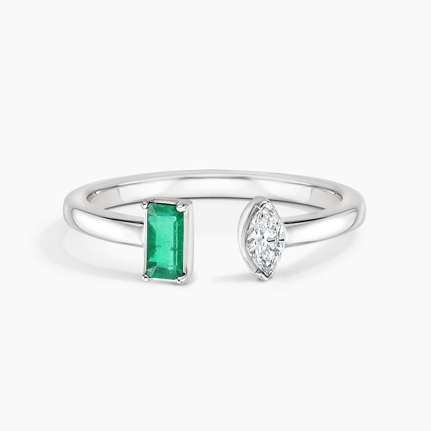 Emerald and Diamond Open Ring