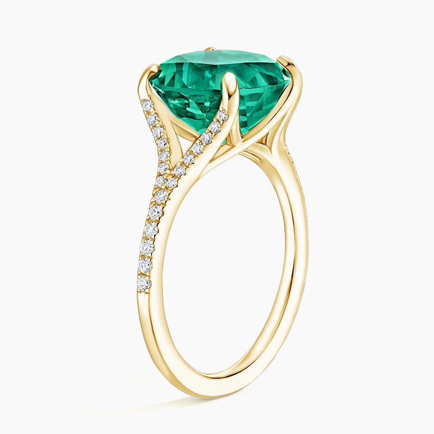 Lab Emerald and Diamond Cocktail Ring