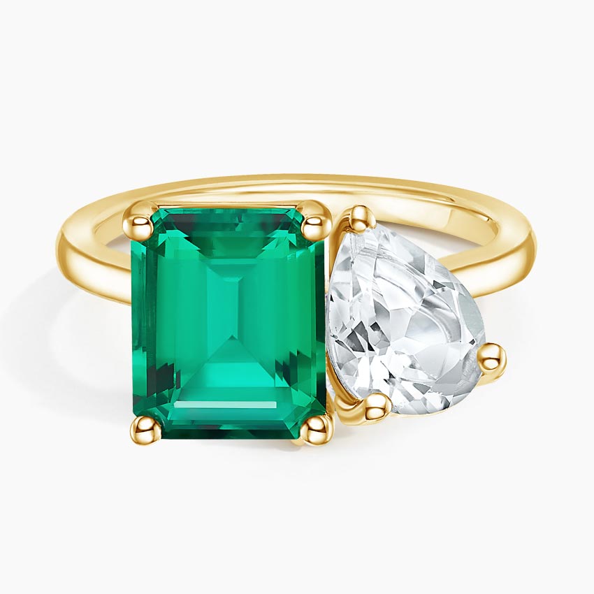 Lab Emerald and Moissanite Cocktail Ring