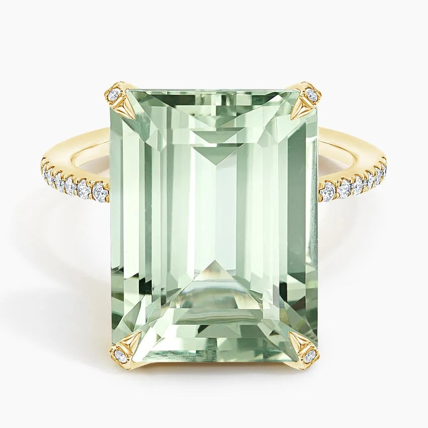 Prasiolite and Diamond Cocktail Ring