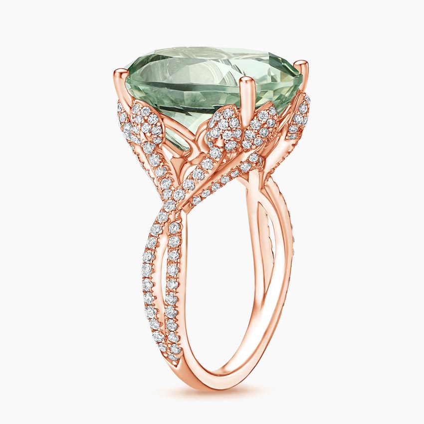 Prasiolite and Diamond Cocktail Ring