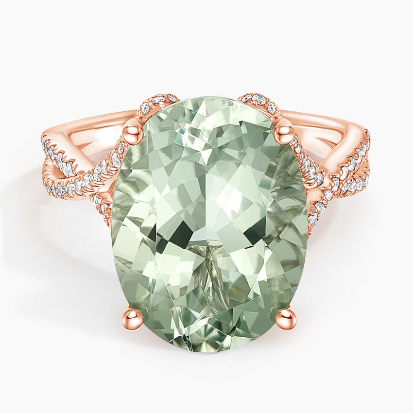 Prasiolite and Diamond Cocktail Ring