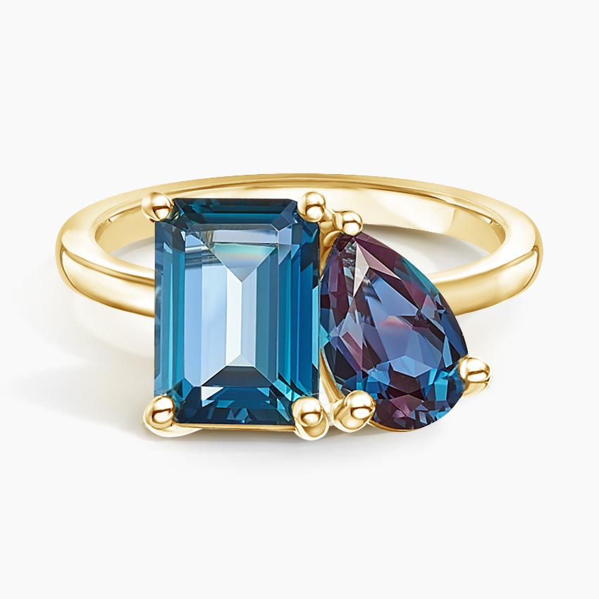 Blue Topaz and Lab Alexandrite Cocktail Ring