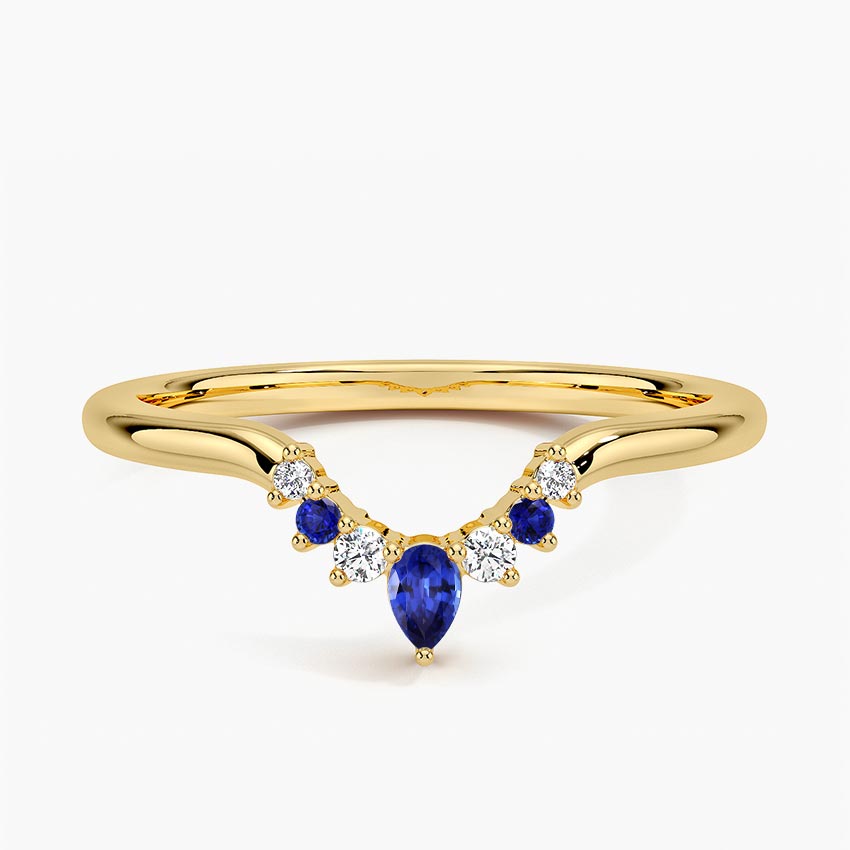 Crescent-shaped Diamond And Sapphire Ring