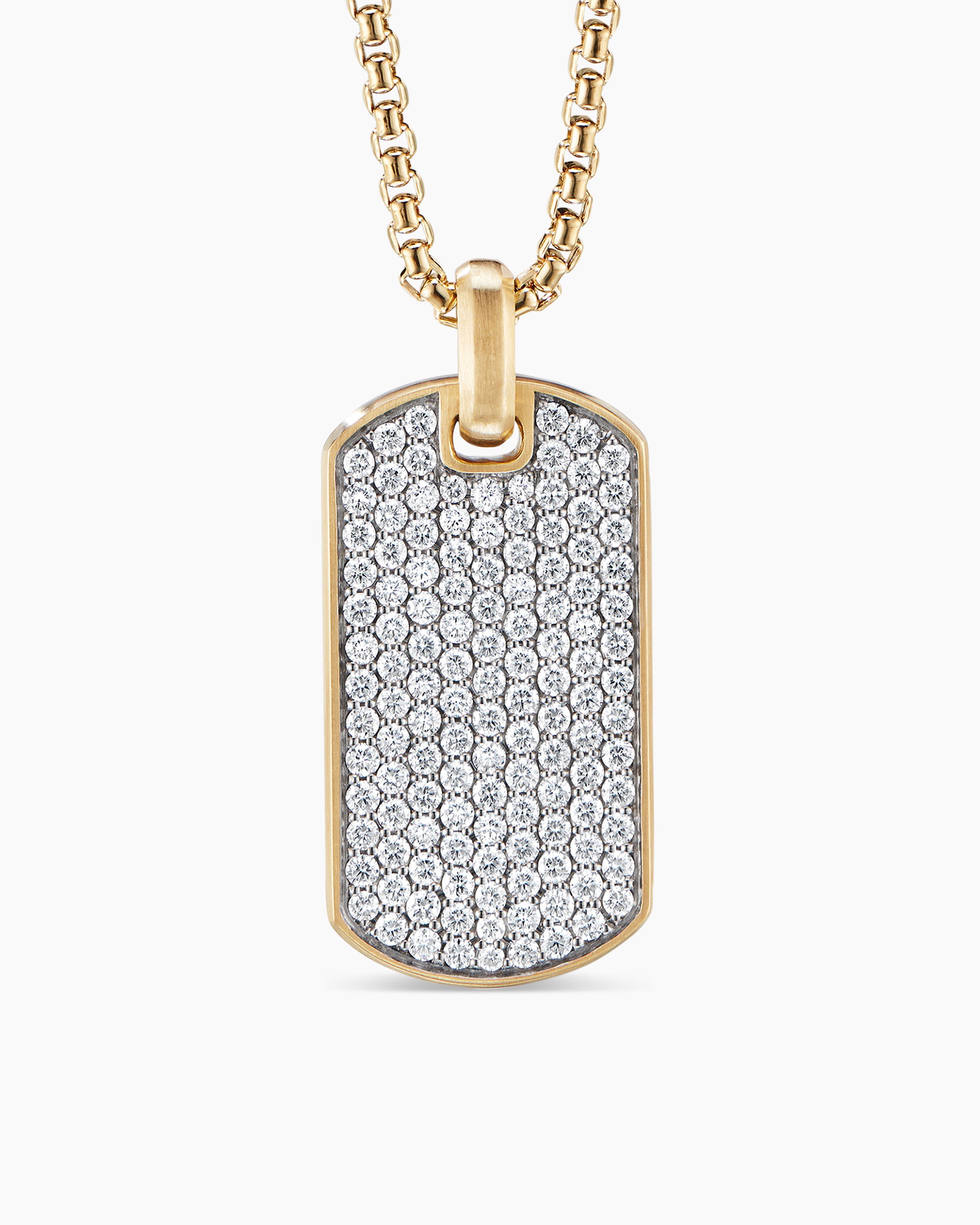 Yellow Gold With Diamonds Tag Pendant