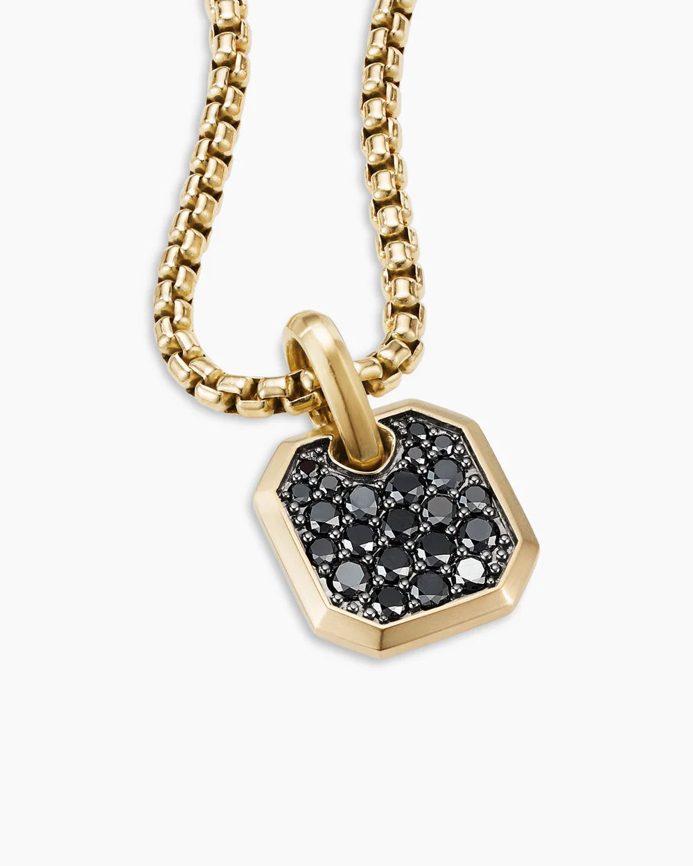 Yellow Gold with Black Diamonds Tag, 15mm Pendant