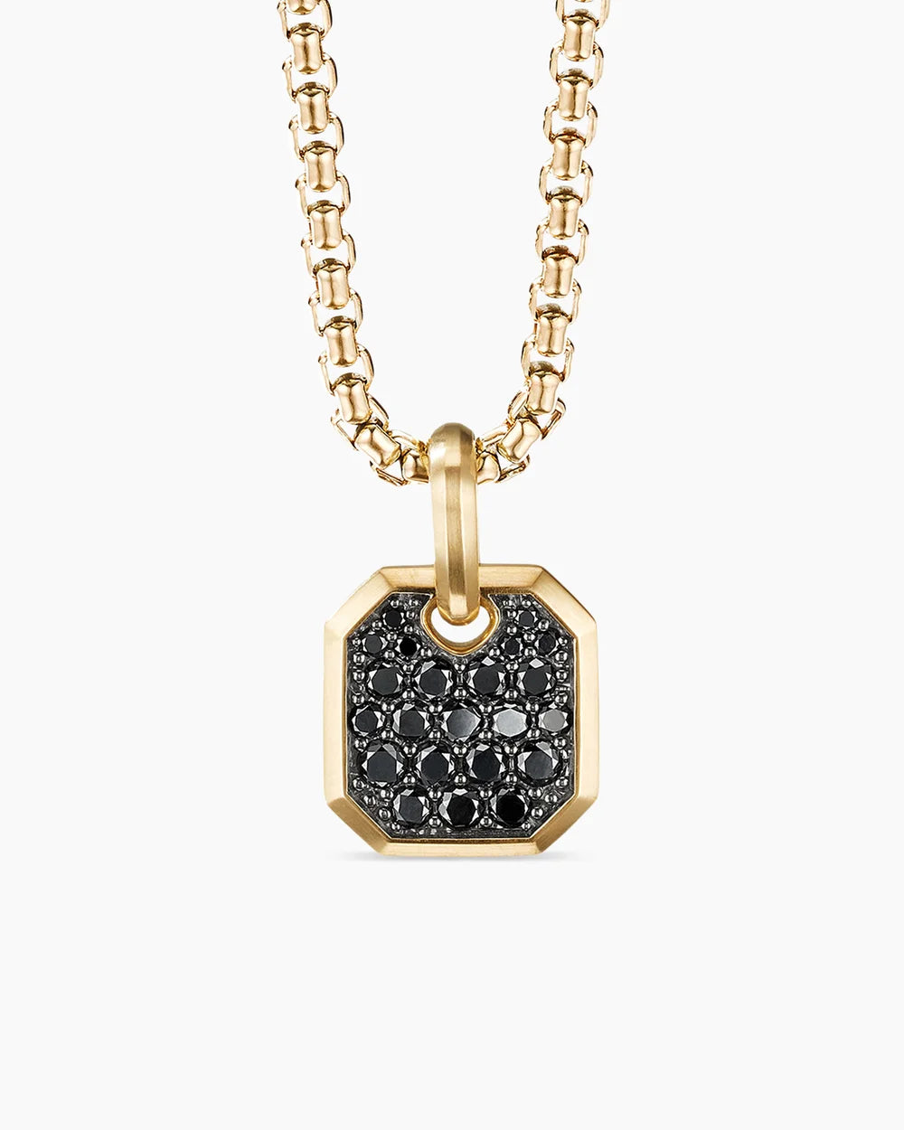 Yellow Gold with Black Diamonds Tag, 15mm Pendant