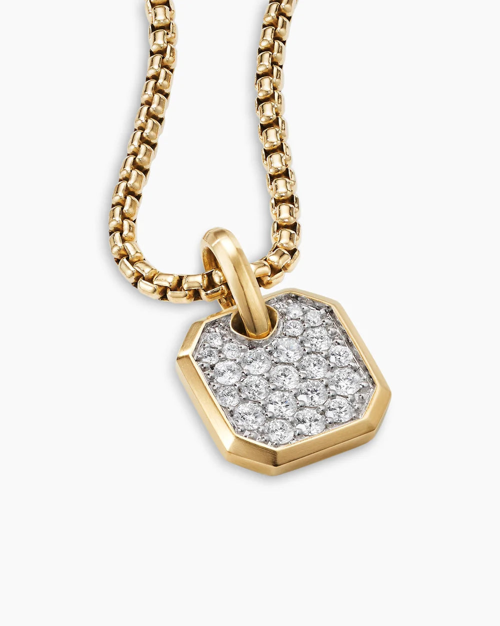 Yellow Gold with White Diamonds Tag, 15mm Pendant