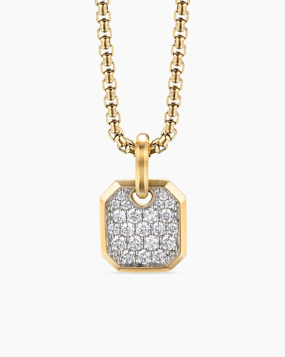 Yellow Gold with White Diamonds Tag, 15mm Pendant