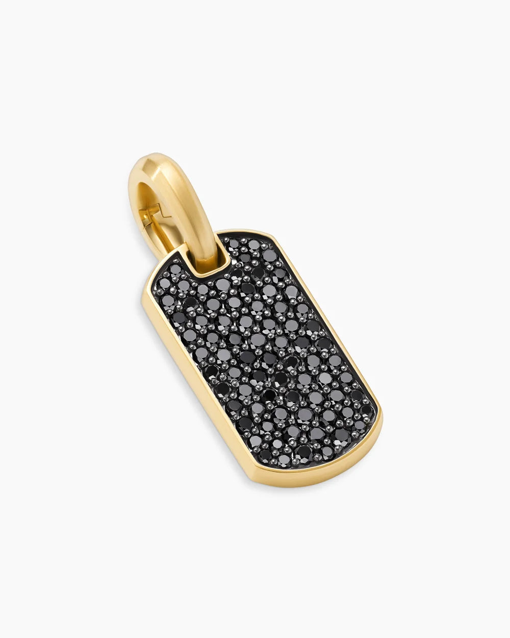 Black Diamond Yellow Gold Tag Pendant