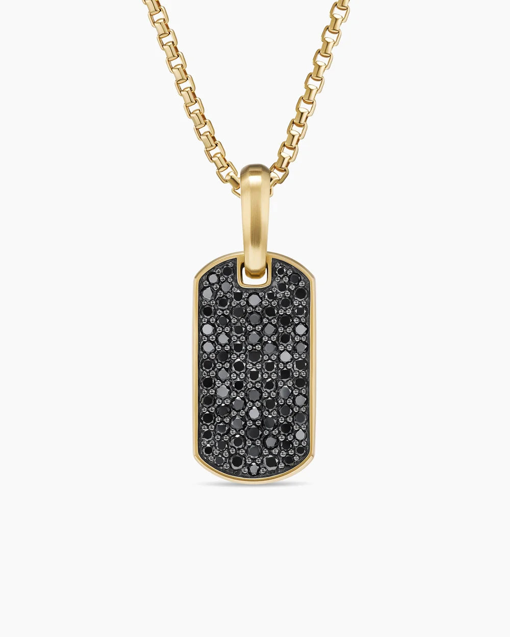 Black Diamond Yellow Gold Tag Pendant