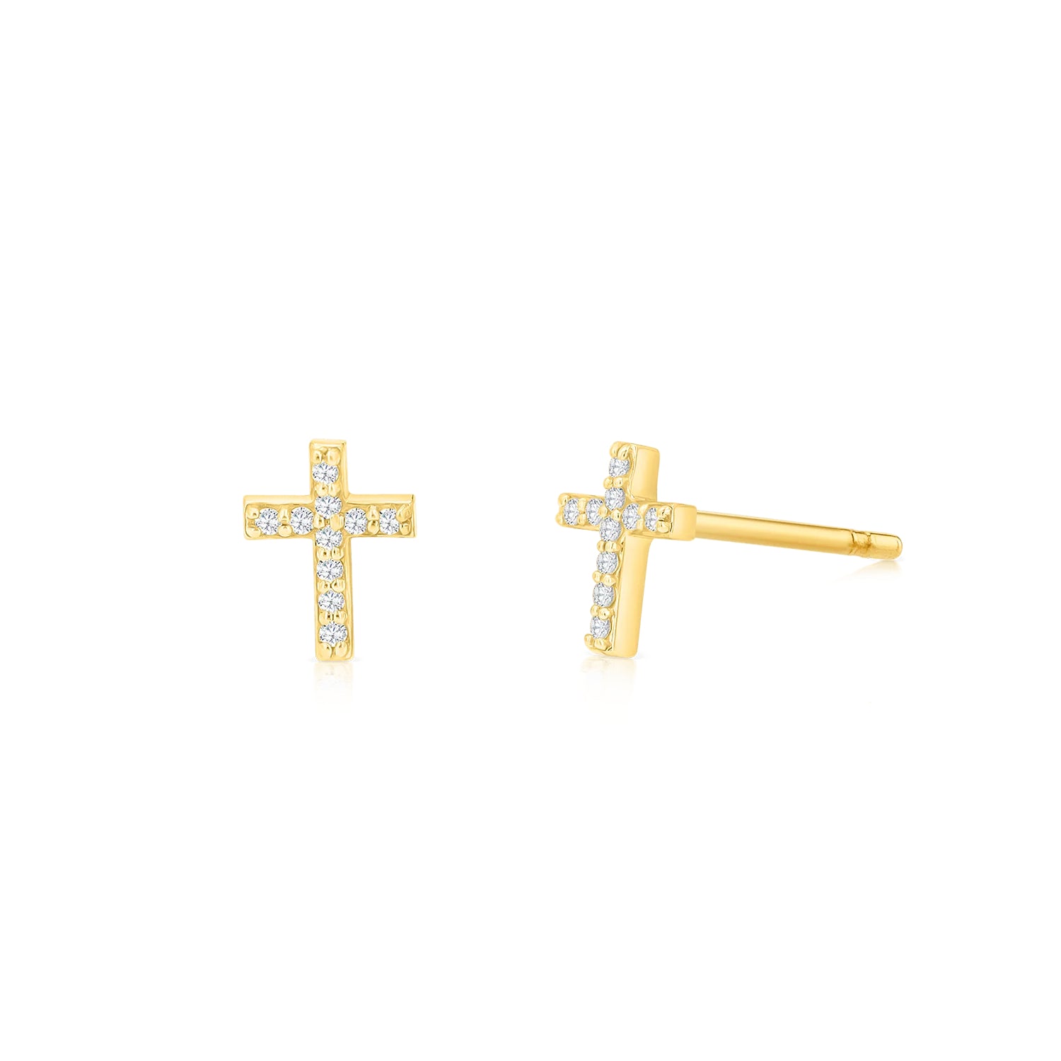 Kids Diamond Pave Cross Earrings