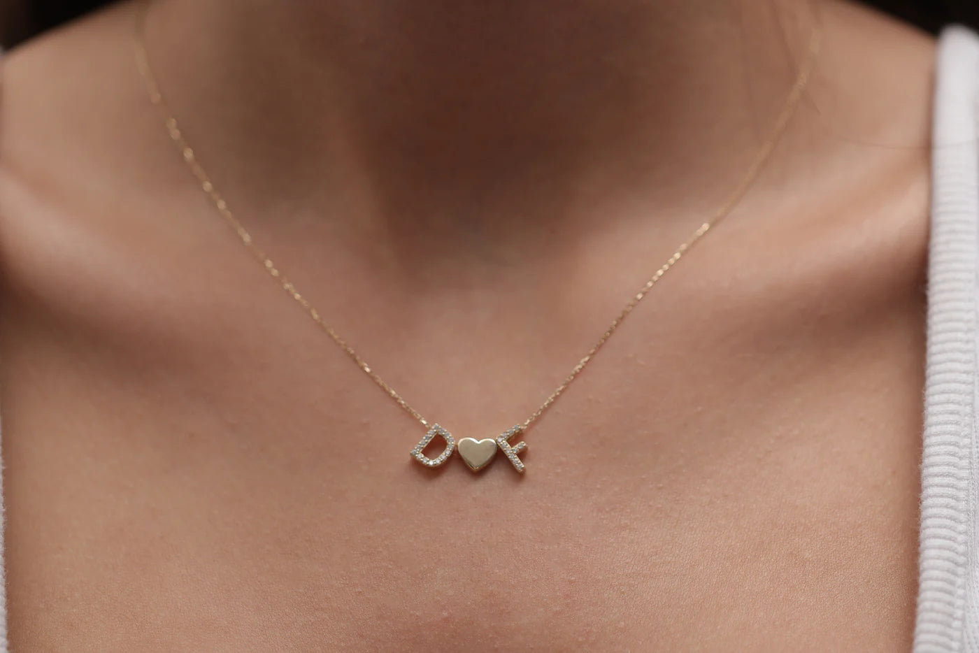 Personalized Diamond Initials with Heart Necklace