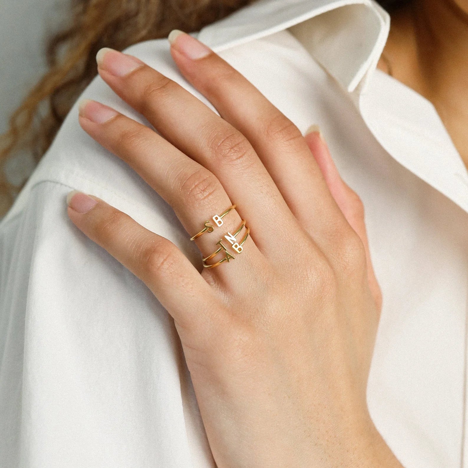 Personalized Two Initials Gold Ring