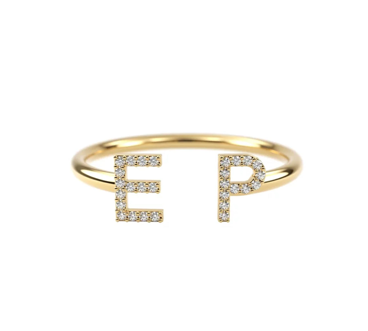 Personalized Two Initials Diamond Ring