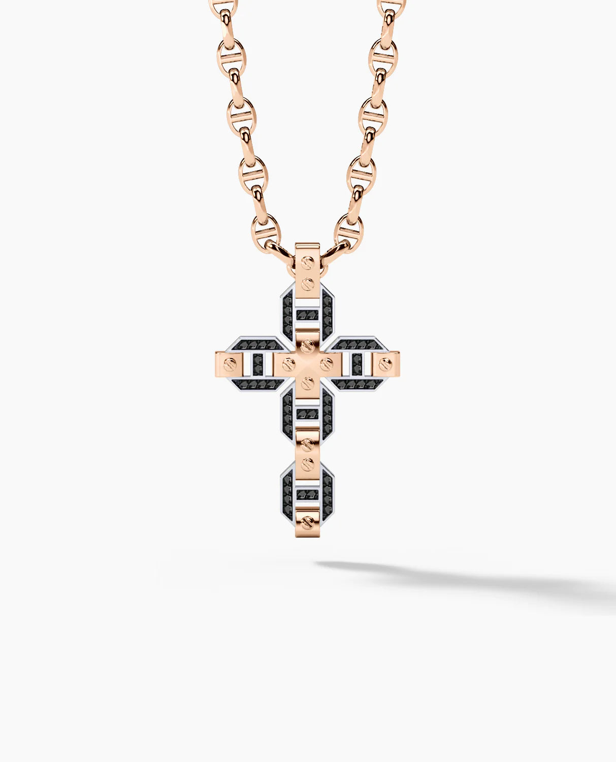 Gold Cross Pendant With 0.50ct Black Diamonds