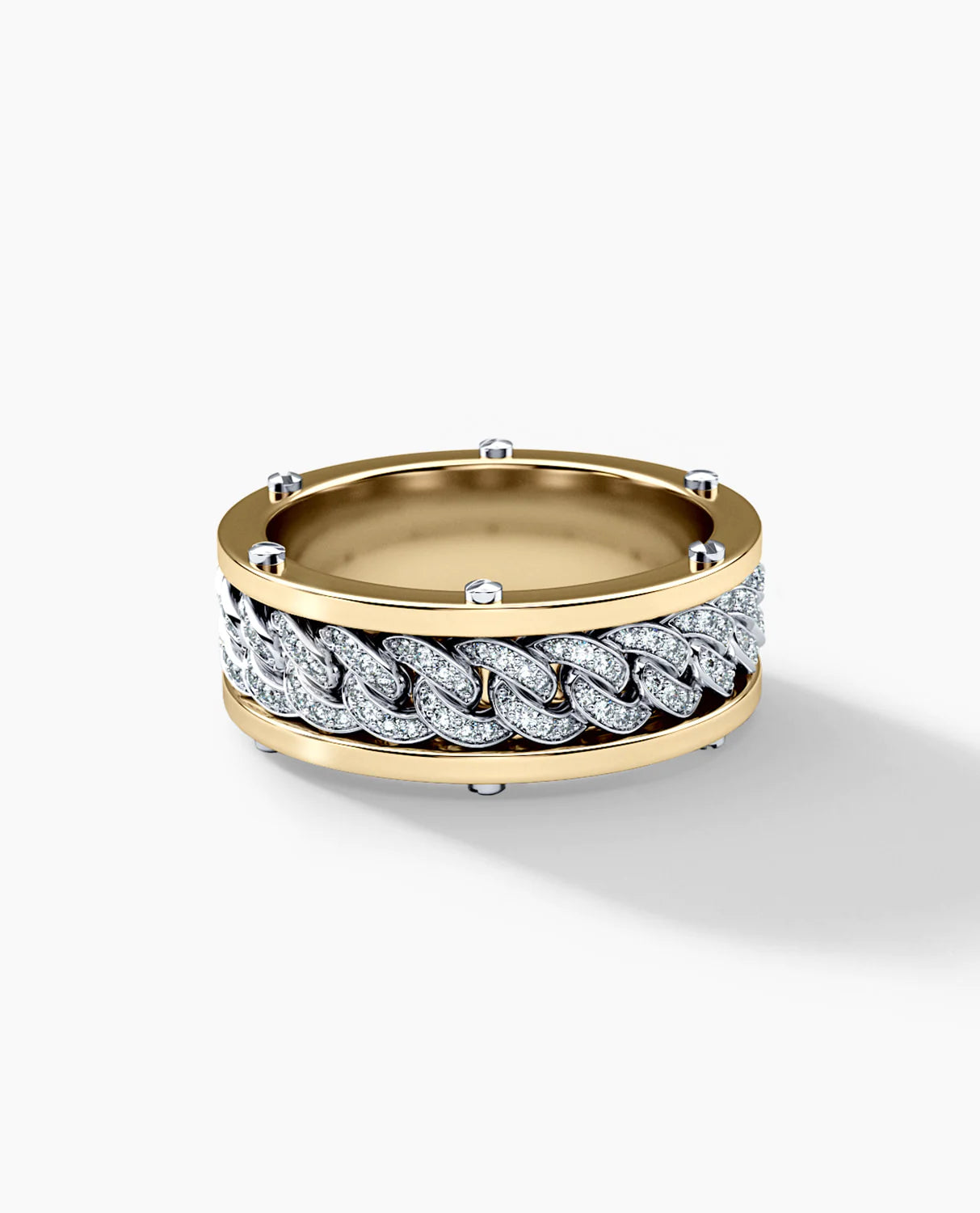 Men's Two-Tone Cuban Link Diamond Band