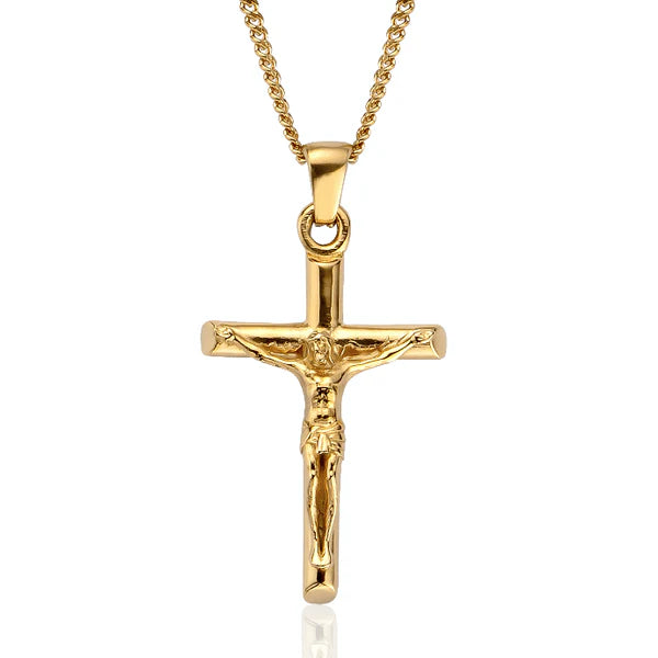 Micro Cuban Chain With Crucifix Pendant