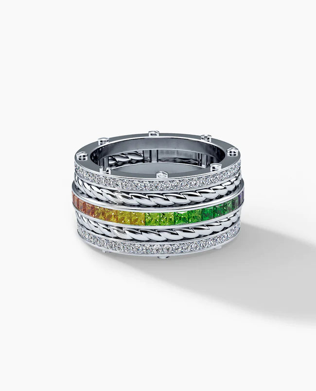 Men's Multi Color And Natural Diamond Band