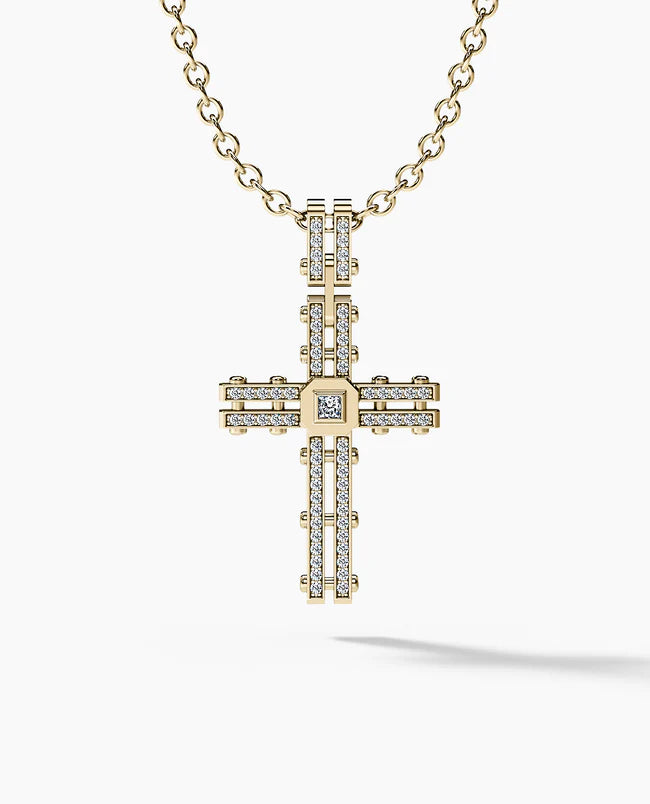 Gold Cross Pendant With 0.20ct Diamonds