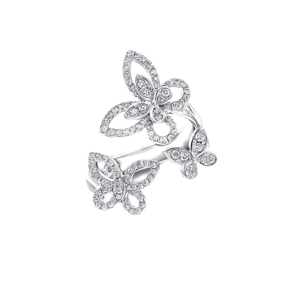 Triple Butterfly Diamond Ring