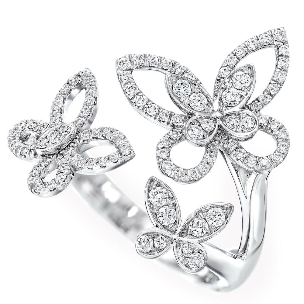 Triple Butterfly Diamond Ring