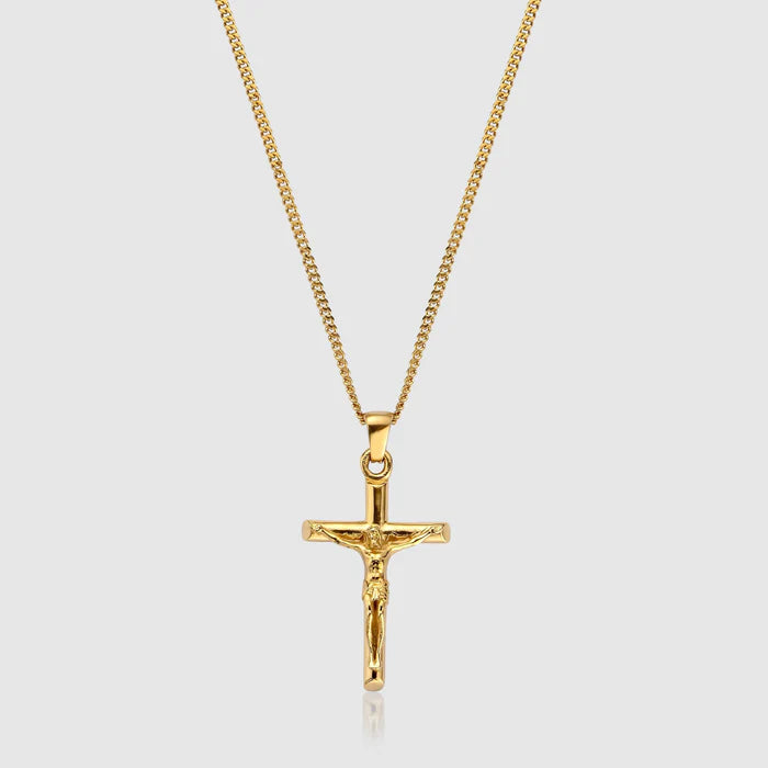 Micro Cuban Chain With Crucifix Pendant