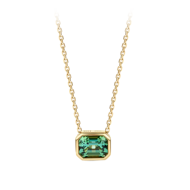 Emerald Cut Green Tourmaline Necklace