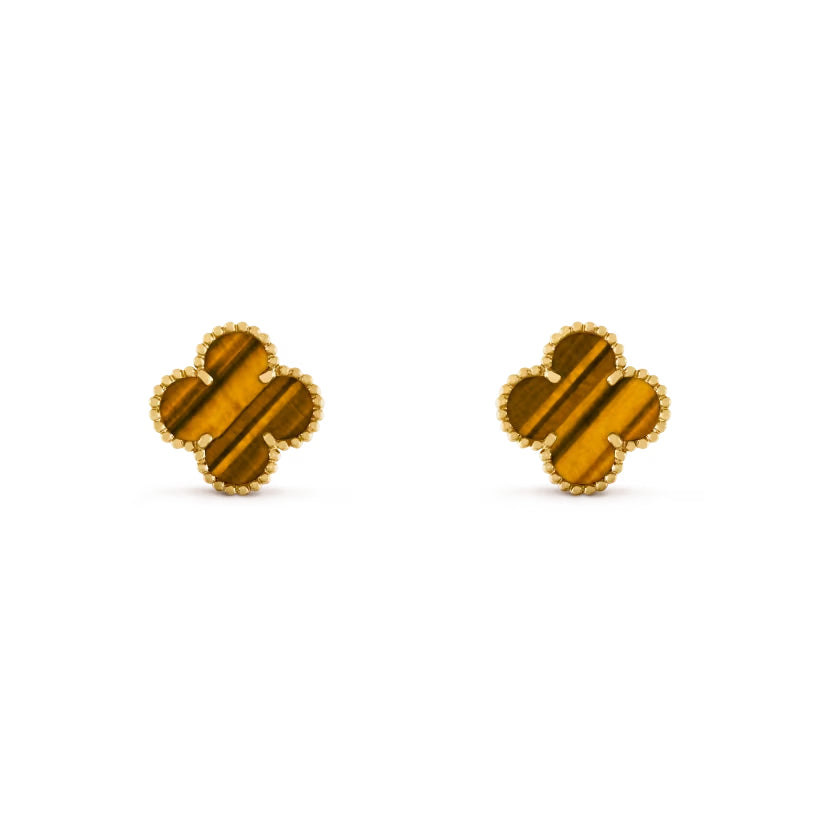 Tiger Eye Motif Stud Earrings