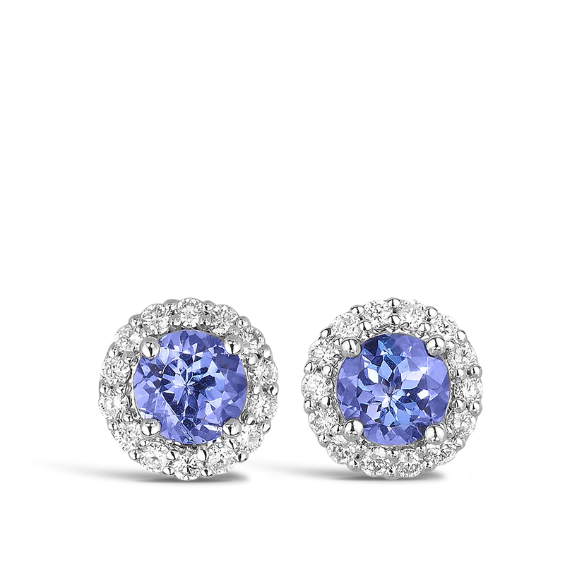 Tanzanite and Diamond Halo Earrings