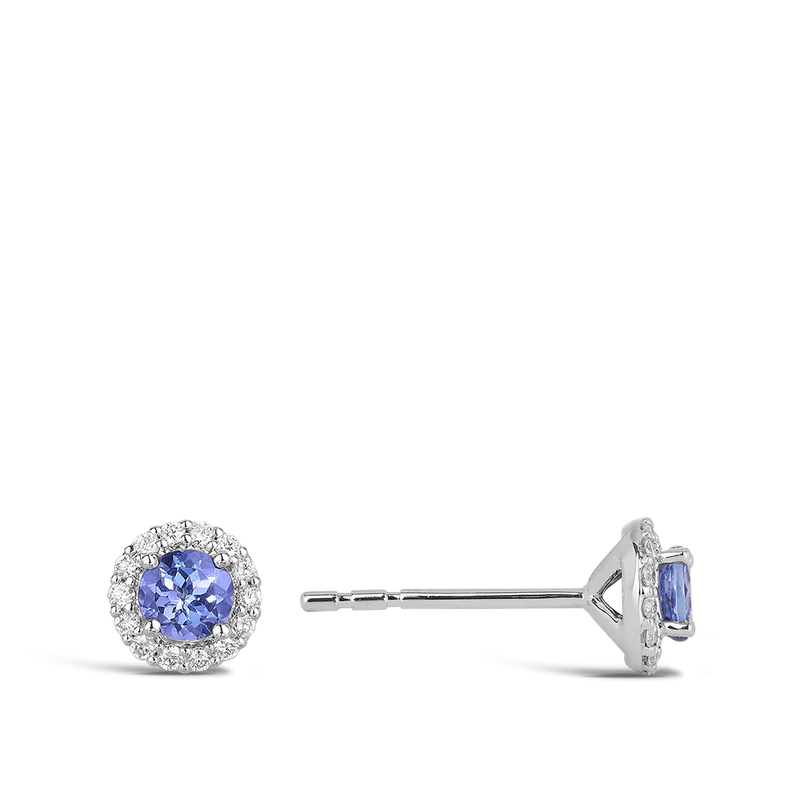 Tanzanite and Diamond Halo Earrings