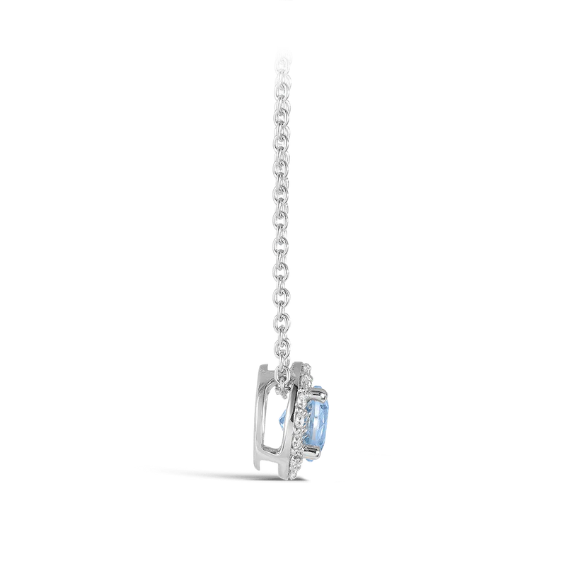 Emerald Cut Aquamarine and Diamond Pendant