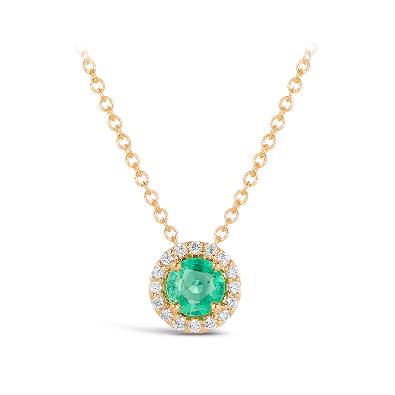 Halo Emerald and Diamond Pendant