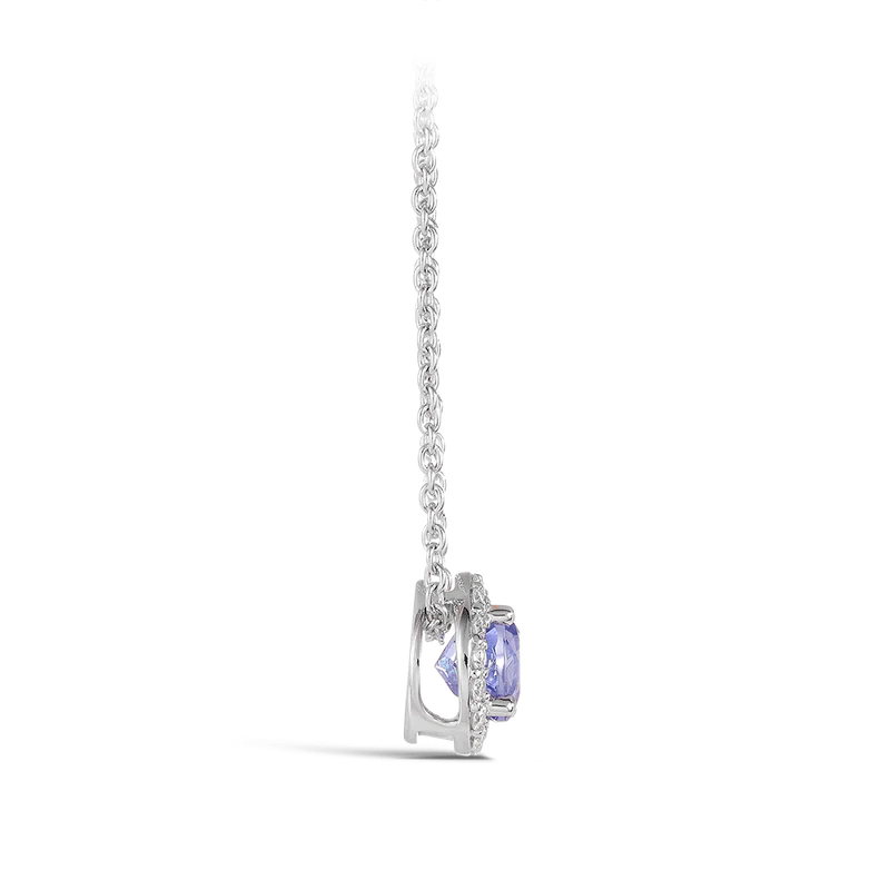 Halo Tanzanite and Diamond Pendant