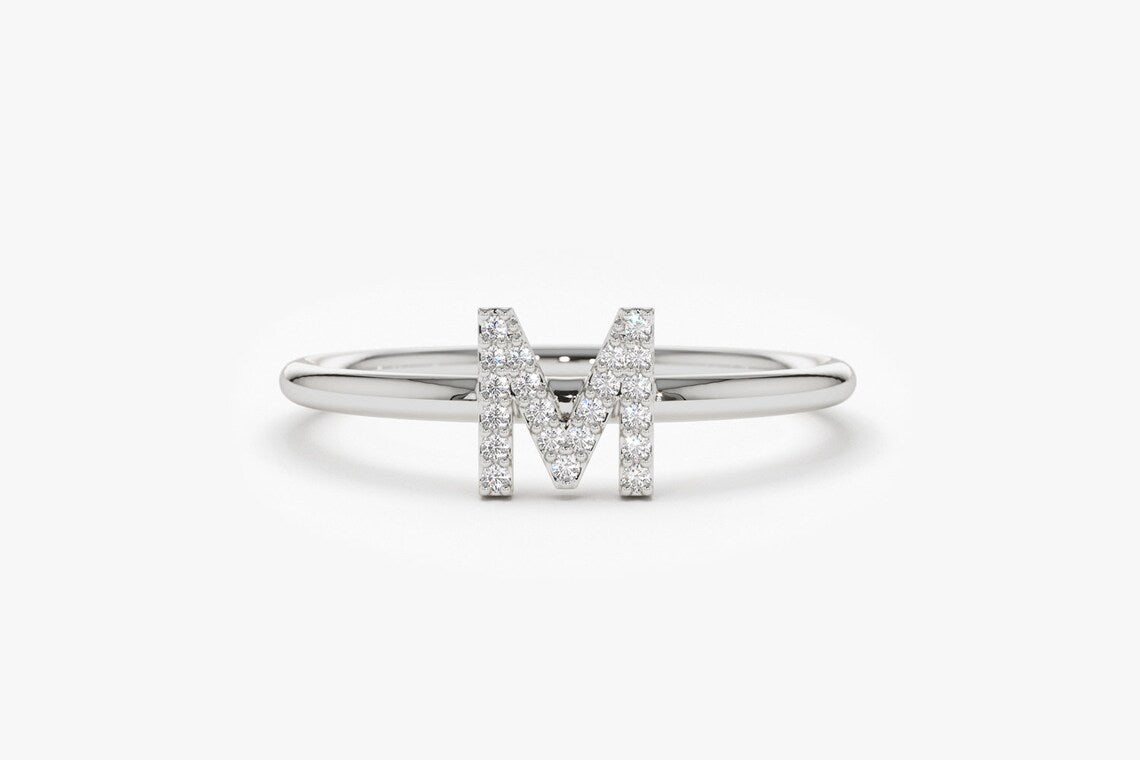 Personalized Diamond Initial Ring