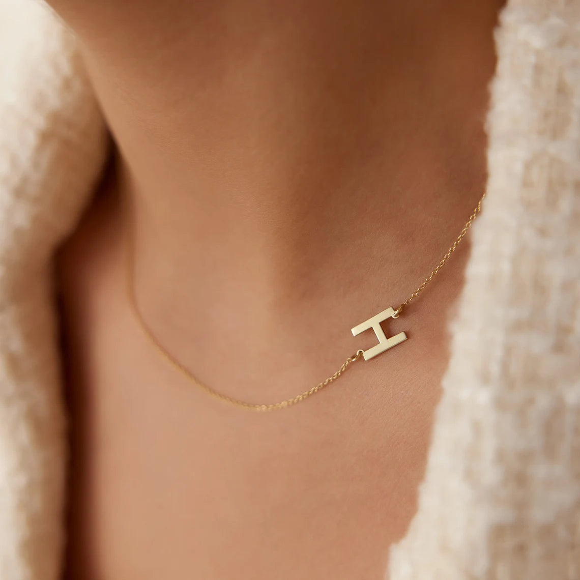 Personalized Sideway Initial Necklace