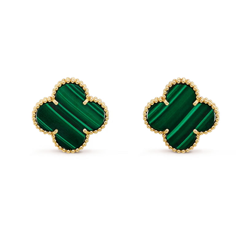 Malachite Motif Stud Earrings