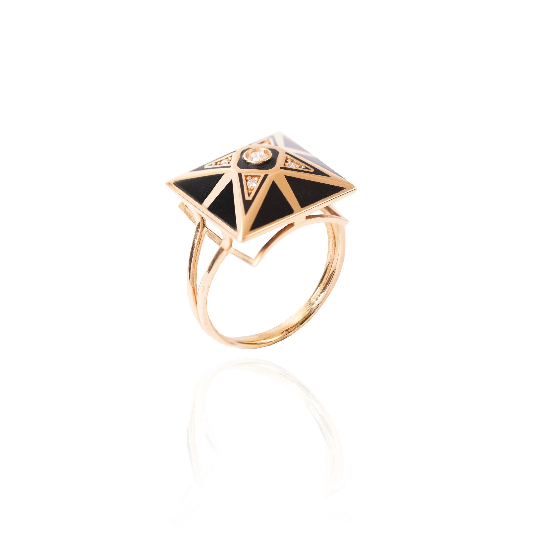 Men's Black Enamel Ring