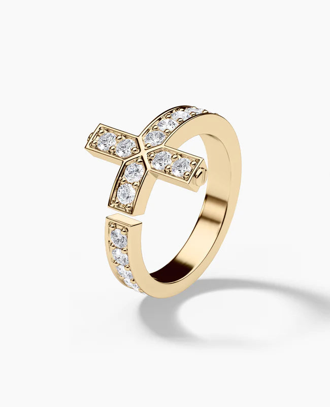 Cross Diamond Gold Ring