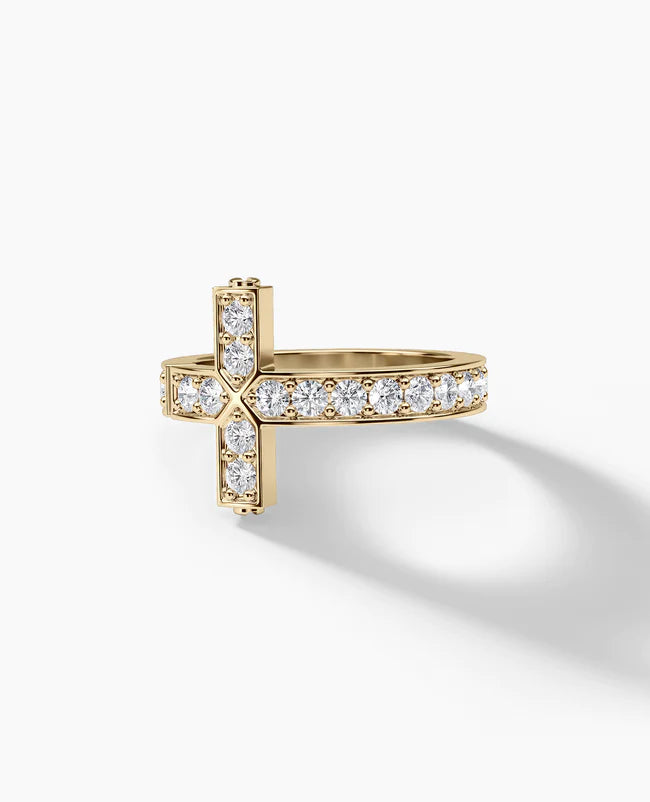 Cross Diamond Gold Ring